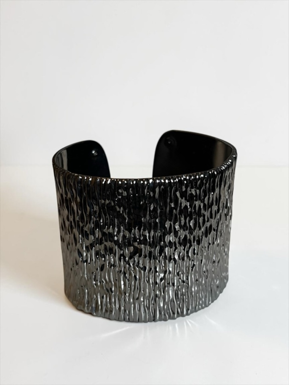 🍭5 for $20🍭 Paula Abdul Chunky Gunmetal Black Crystal Open Cuff Bracelet CC O